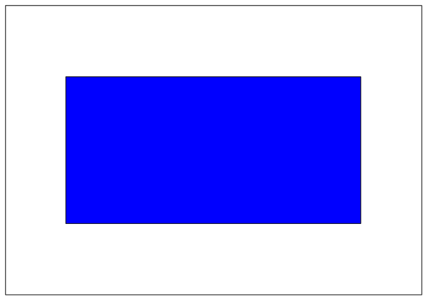 The image shows a simple pixelated representation of an object with two rectangles: one blue rectangle on top and another white rectangle below it connected by what appears to be a line segment in between them against a gray background, resembling a basic shape that could represent something like a stylized flag or banner.