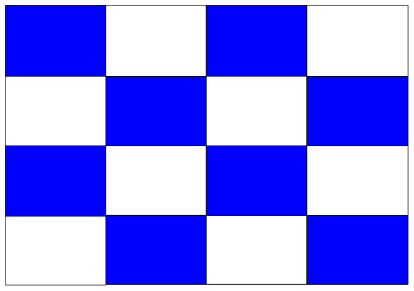 The image shows a pixelated representation of an American flag with blue squares on it against a grey background.