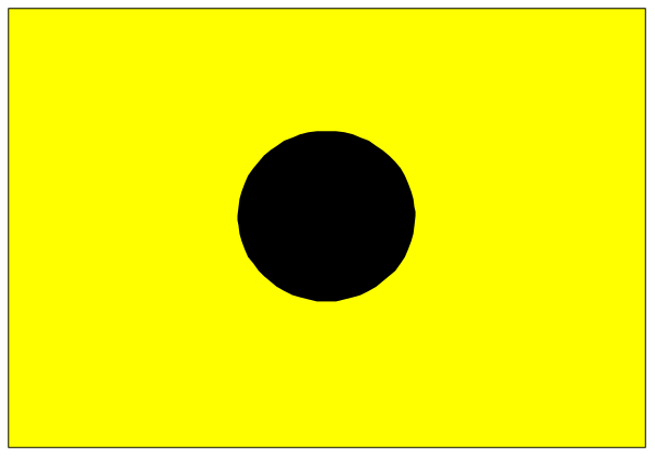 The image shows a yellow object with black lines forming an abstract shape against a gray background.