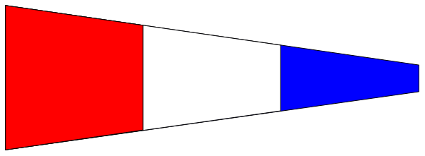 The image shows a red flag with white stripes on it flying from an unseen pole against a gray background.