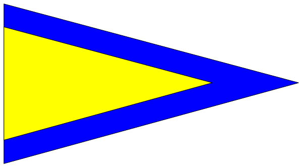The image shows a blue arrow pointing to its right with an abstract yellow line on top of it against a grey background.