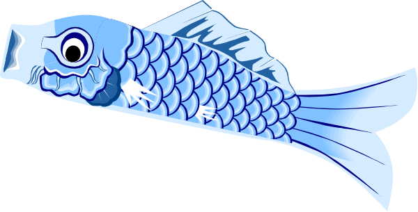 The image shows a blue koi fish with white spots swimming upwards towards an unseen surface.