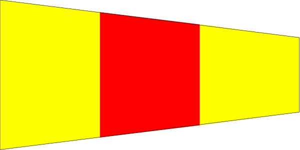 The image shows a red flag with white stripes on it against an indistinct background that appears to be grayish in color.