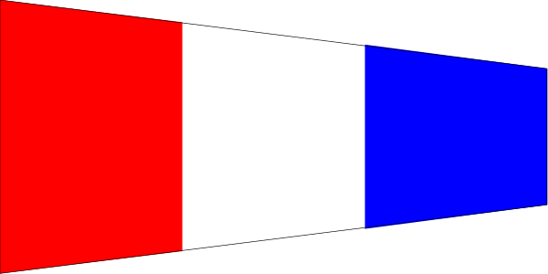 The image shows a red arrow pointing to an object that appears to be a blue flag with white stripes on it.
