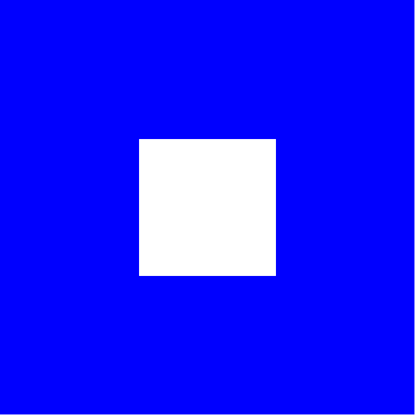 The image shows a blue square with white border on top of it.