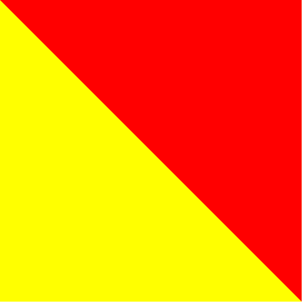 The image shows a red flag with yellow stripes on it against an unseen background.