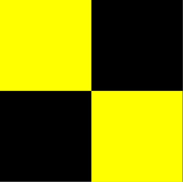 The image shows a yellow diamond with black borders on top of a checkered background that alternates between white squares and small diamonds in shades of gray.