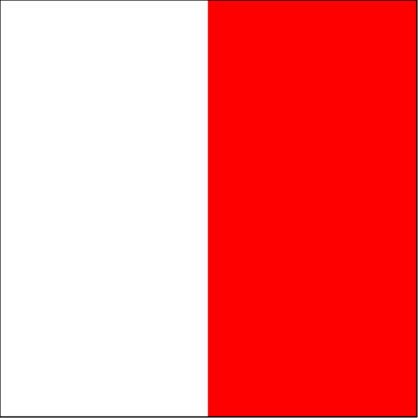 The flag of Italy with a red background on top half and white bottom half is shown.