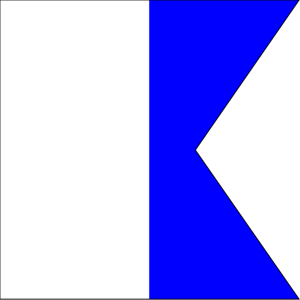 The image shows a flag with alternating blue and white stripes on top of each other against a black background.