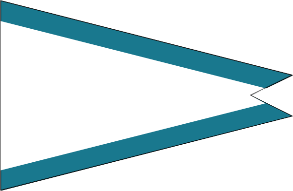 The image shows a blue flag with white stripes on it being held by an unseen person's hand against a gray background.