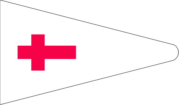The image shows a black and white illustration of an American flag with red crosses on it inside what appears to be a compass rose design.