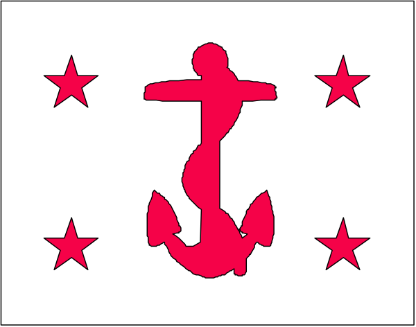 The flag features a red anchor with stars around it on both sides of an American flag design.