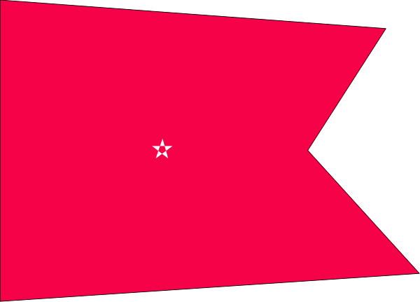 The image shows a red flag with white stripes on it against a gray background.