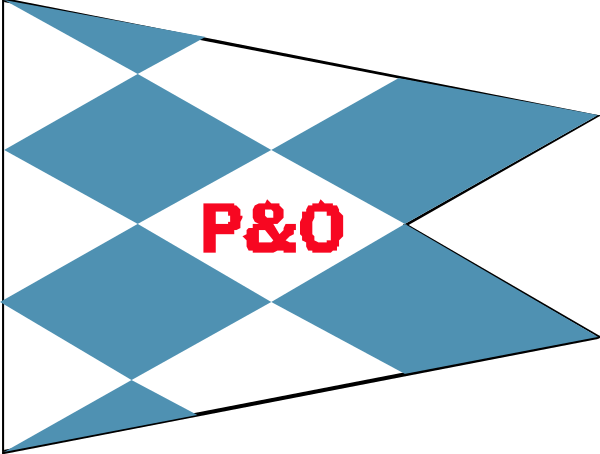 The flag of P&O ferries with a red "P" on it.