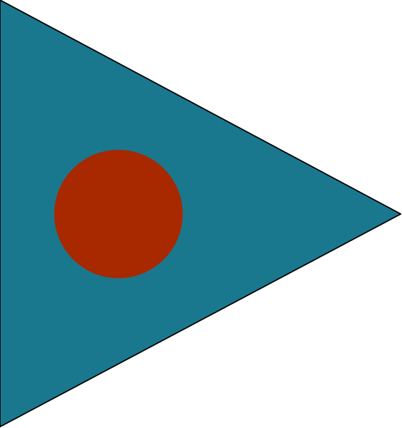 The image shows two different flags with a red dot on them against black backgrounds; there is no text present within this clip-art graphic.