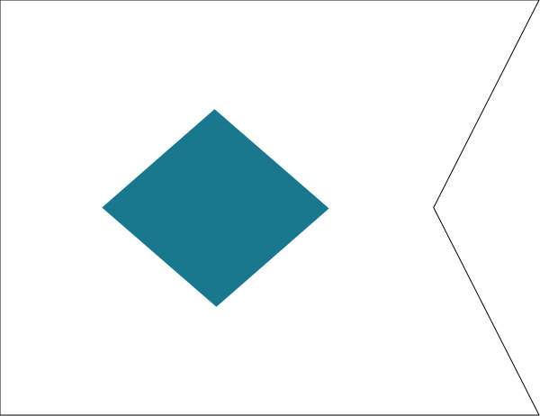 The image shows a blue diamond shape with white lines forming an abstract design on it against a gray background.