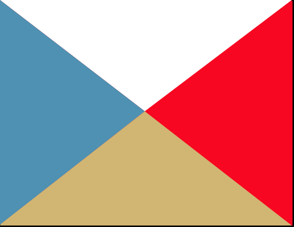 The image shows a simple geometric design with two triangles of different sizes placed next to each other against a white background; there is no text present in this clip-art illustration.
