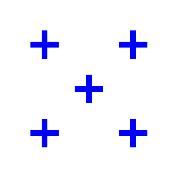 The image shows a simple graphic with two plus signs connected by an equal sign to form three crosses on top of each other against a white background.