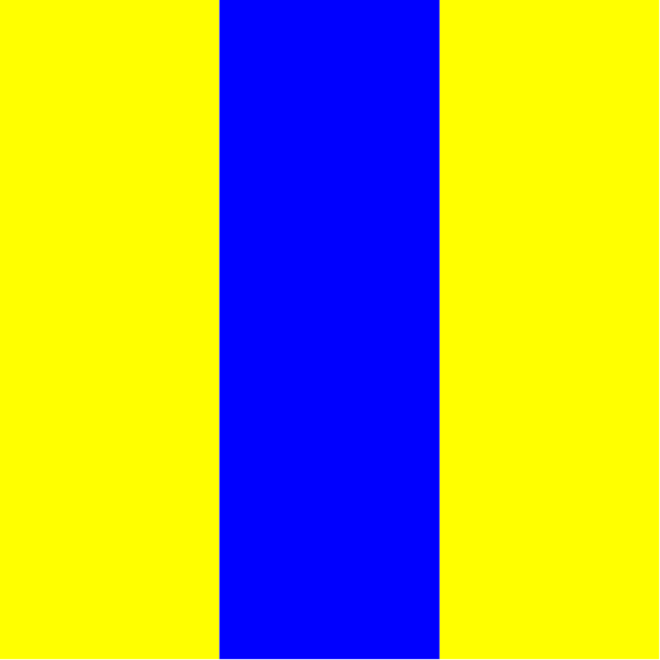 The image shows a blue vertical stripe on top of a yellow horizontal strip with no additional details visible within this small clip-art format.