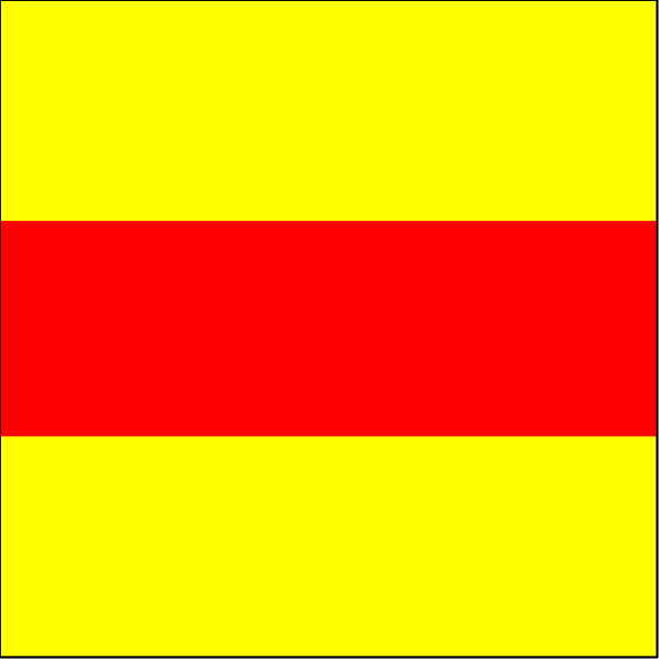 The image shows a simple graphic with two rectangles: on top there's an orange rectangle that is smaller than its yellow counterpart below it; both have red borders around them.