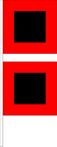 The image shows a red vertical stripe with black horizontal lines on it against a gray background.