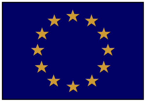 The flag of Europe with a pixelated border on it.