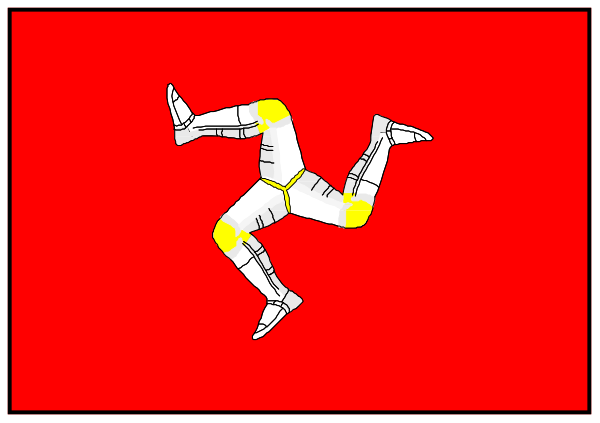 The image shows a red flag with an illustration of a person falling on it inside what appears to be a window frame.