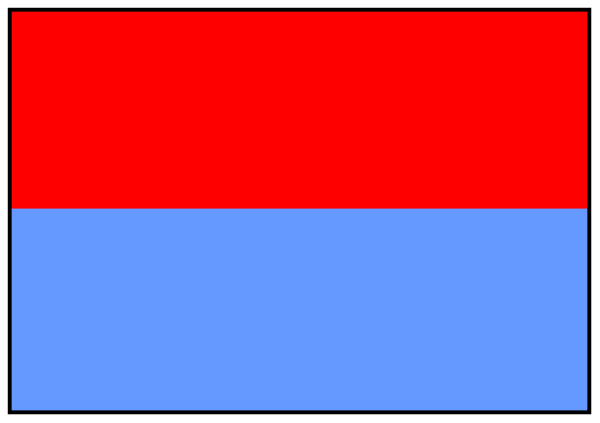 The image shows a red bar with blue on either side against a gray background.