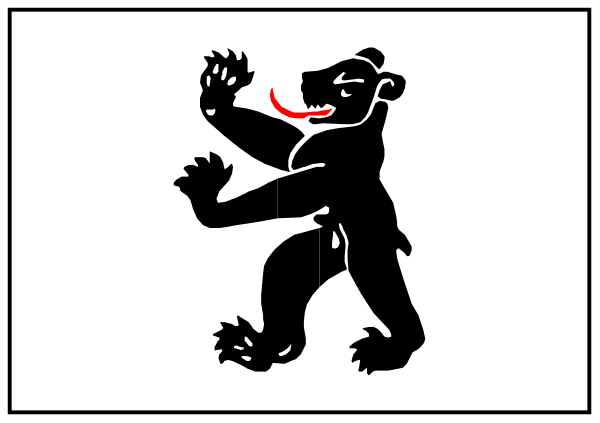 The image shows a black silhouette of an animal with its mouth open against a white background within what appears to be a window frame on a building facade.
