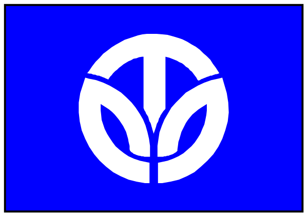 The image shows a blue sign with white text that reads "10%" on top of it, followed by an emblem resembling a leaf in black within two circles forming a shield-like shape at the bottom center.