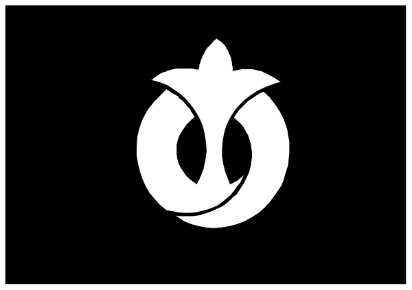 The image shows a black and white logo with an apple symbol at its center.