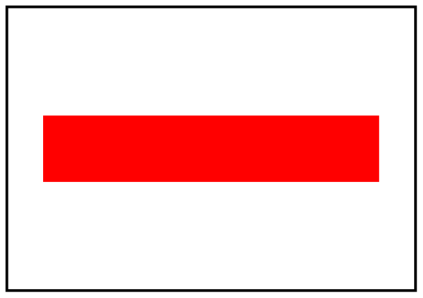 The image shows a simple red rectangle with two white lines on either side of it against a gray background.