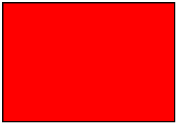 The image shows a red rectangular object with two black lines on either side of it against a grey background.