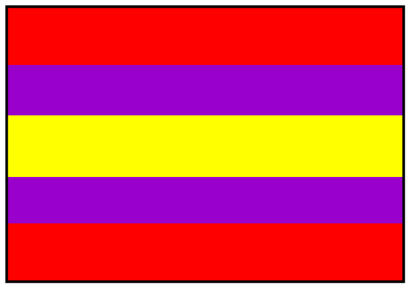 The image shows a red object with yellow stripes on it against a grey background.