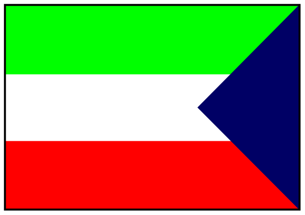 The image shows a colorful flag with various stripes representing different countries on it.