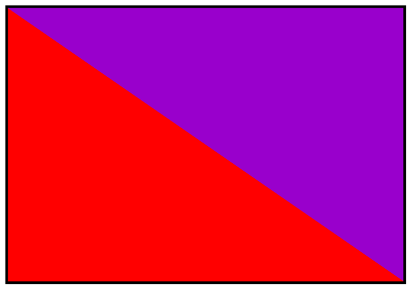 The image shows a red rectangle with diagonal lines on it against a gray background.