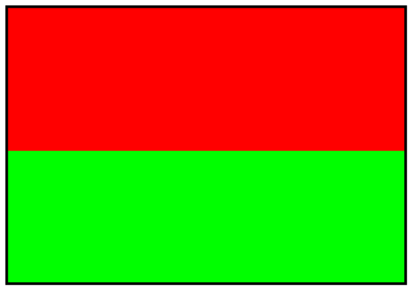 The image shows a red bar with green stripes on its sides against a gray background.