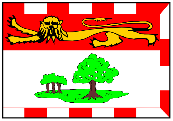 The image shows a red flag with yellow lettering on it hanging from an unseen pole inside what appears to be a stadium seating area; there is also another smaller banner in front of this one that has green and white stripes, along with some text which seems to say "WELSH" at the top.