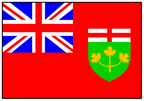 The flag of Canada with a red maple leaf on it next to two flags representing British Columbia (BC) province: blue for BC's provincial symbol and white for its coat-of-arms design; both set against a black background, creating an image that resembles three Canadian flags in one.
