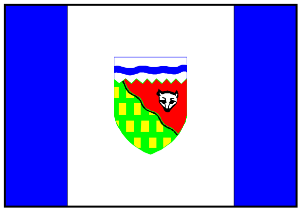 The flag of a country with an emblem on it displayed against blue sky backgrounds at both ends.