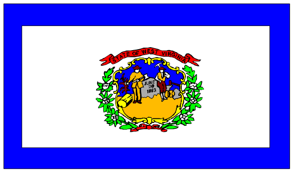 The flag of a state with its coat of arms displayed on it.