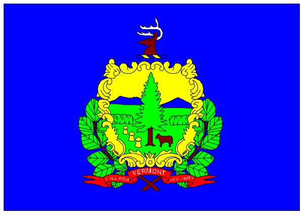 The flag of a state with its coat of arms displayed on it against blue sky backgrounds.