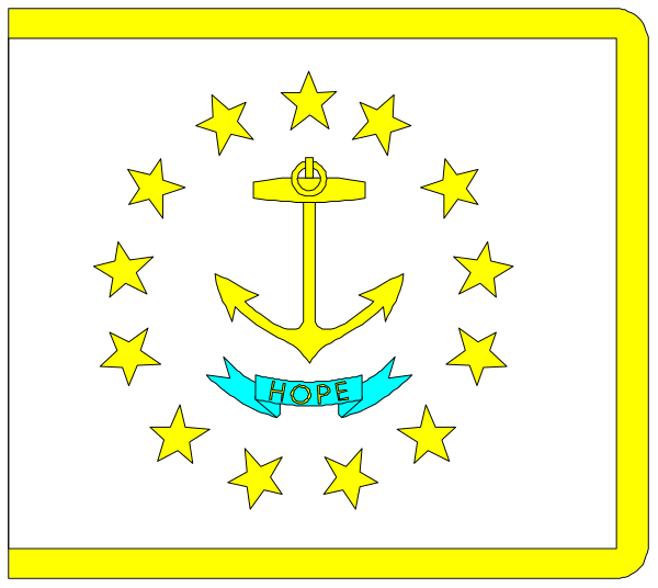 The flag of hope with a compass rose on it against a white background.