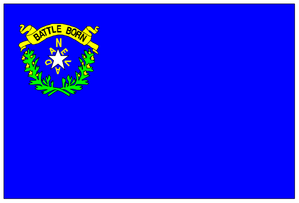 The flag of Battle Born State with a blue background featuring stars on top left corner.