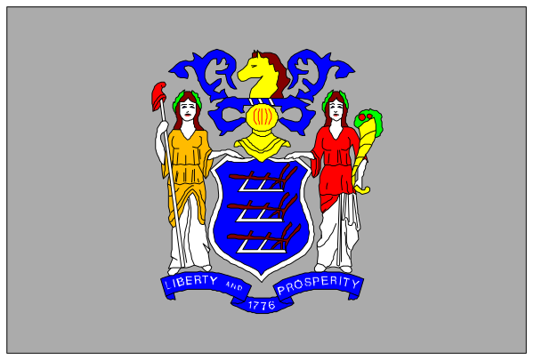 The image shows a coat of arms with three shields on it; above them is text that reads "LIBERTY AND PROPERTY."