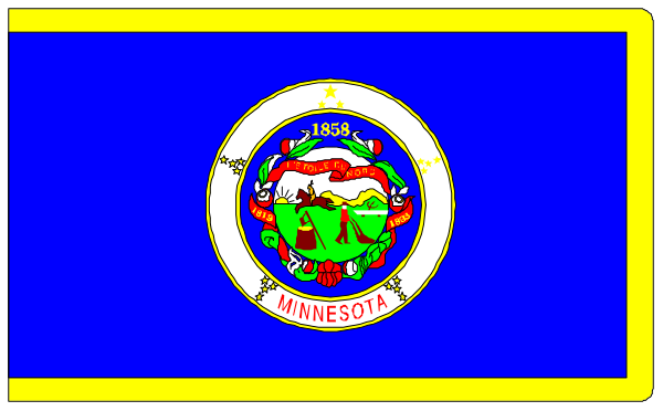 The flag of minnesota with a banner below it that says "minneapolis".