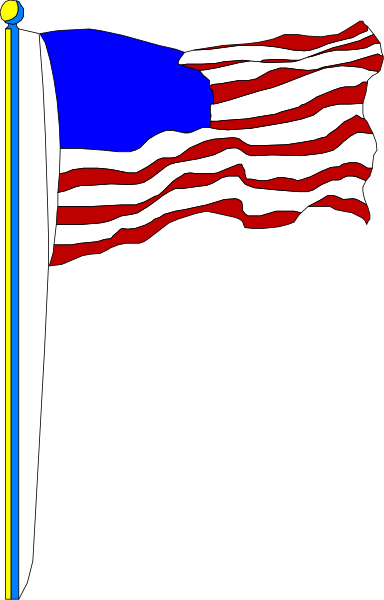 The flag of the United States on a pole with black background.