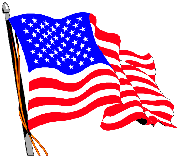 The flag of the United States with a black background behind it.