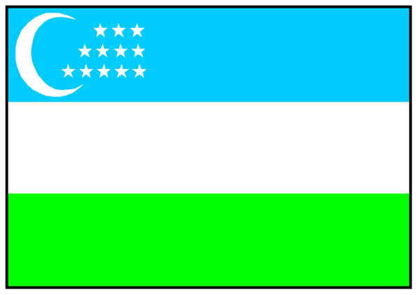 The image shows a stylized representation of two flags on either side with vertical stripes; there is no text present in this clip-art illustration.