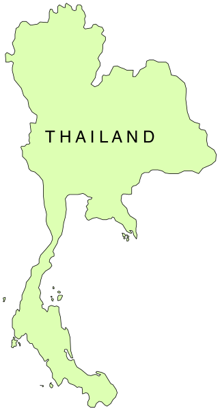The map shows Thailand with a country label "THAILAND" on it.